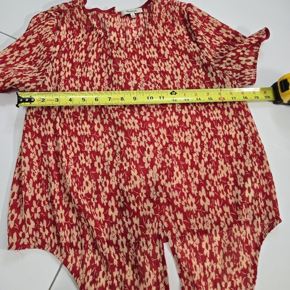 Madewell Red and White Relaxed Tie Front Blouse -Size S - 100% Polyester - Picture 5 of 9